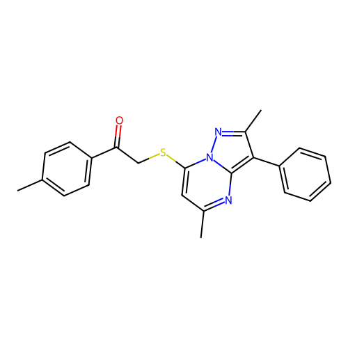 2-((2,5-dimethyl-3-phenylpyrazolo[1,5-a]pyrimidin-7-yl)thio)-1-(p-tolyl)ethanone structure