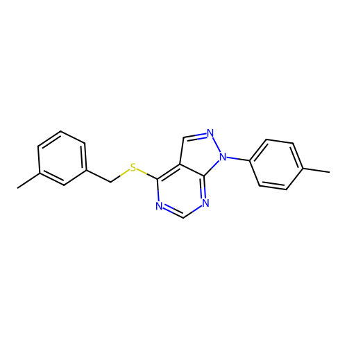 4-(3-Methyl-benzylsulfanyl)-1-p-tolyl-1H-pyrazolo[3,4-d]pyrimidine structure