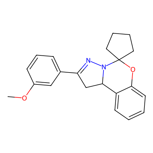 2'-(3-methoxyphenyl)-1',10b'-dihydrospiro[cyclopentane-1,5'-pyrazolo[1,5-c][1,3]benzoxazine] structure