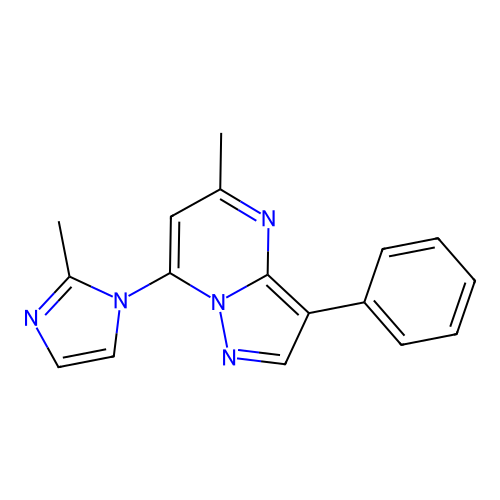 5-methyl-7-(2-methyl-1H-imidazol-1-yl)-3-phenylpyrazolo[1,5-a]pyrimidine structure