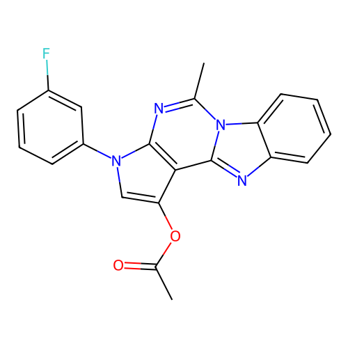3-(3-fluorophenyl)-5-methyl-3H-benzo[4,5]imidazo[1,2-c]pyrrolo[3,2-e]pyrimidin-1-yl acetate structure