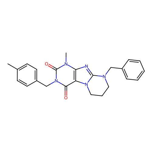 9-benzyl-1-methyl-3-(4-methylbenzyl)-6,7,8,9-tetrahydropyrimido[2,1-f]purine-2,4(1H,3H)-dione structure