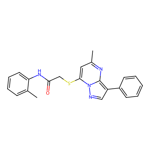 2-((5-methyl-3-phenylpyrazolo[1,5-a]pyrimidin-7-yl)thio)-N-(o-tolyl)acetamide structure