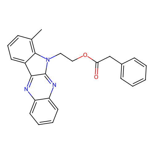 2-(7-methyl-6H-indolo[2,3-b]quinoxalin-6-yl)ethyl phenylacetate structure