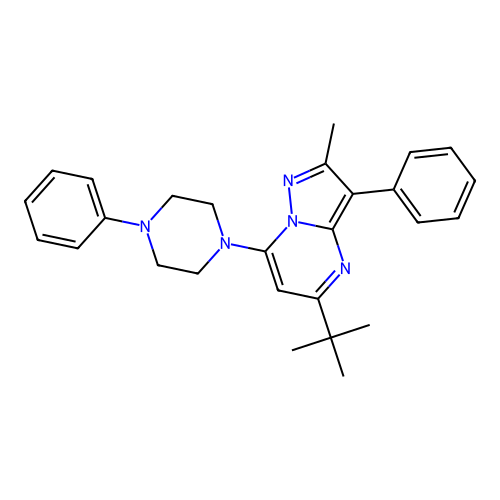 5-tert-butyl-2-methyl-3-phenyl-7-(4-phenylpiperazin-1-yl)pyrazolo[1,5-a]pyrimidine structure