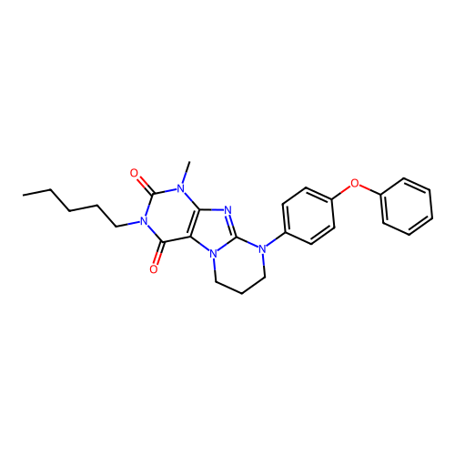 1-methyl-3-pentyl-9-(4-phenoxyphenyl)-7,8-dihydro-6H-purino[7,8-a]pyrimidine-2,4-dione structure