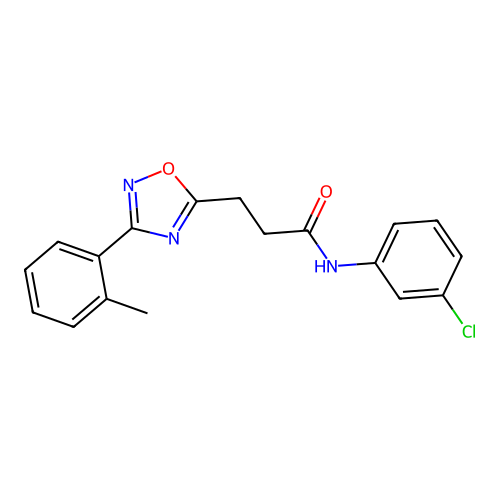 N-(3-chlorophenyl)-3-[3-(2-methylphenyl)-1,2,4-oxadiazol-5-yl]propanamide structure
