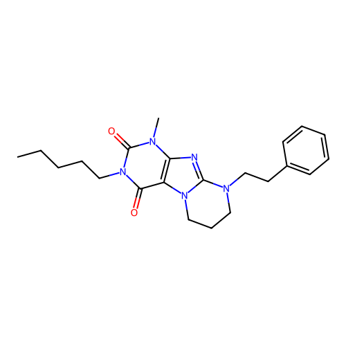 1-methyl-3-pentyl-9-(2-phenylethyl)-6,7,8,9-tetrahydropyrimido[2,1-f]purine-2,4(1H,3H)-dione structure
