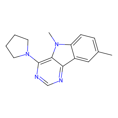 5,8-dimethyl-4-(pyrrolidin-1-yl)-5H-pyrimido[5,4-b]indole structure