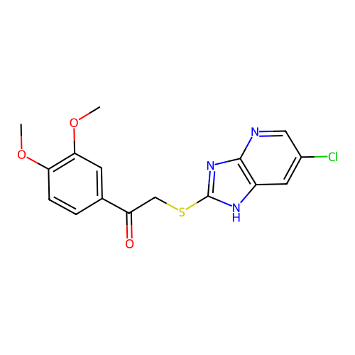 2-[(6-chloro-1H-imidazo[4,5-b]pyridin-2-yl)sulfanyl]-1-(3,4-dimethoxyphenyl)ethanone structure