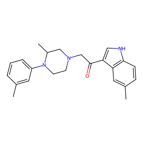 1-(5-methyl-1H-indol-3-yl)-2-[3-methyl-4-(3-methylphenyl)piperazin-1-yl]ethanone structure