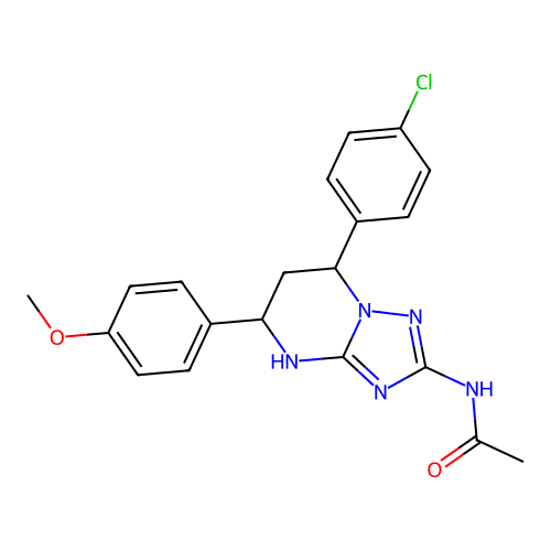 N-(7-(4-chlorophenyl)-5-(4-methoxyphenyl)-4,5,6,7-tetrahydro-[1,2,4]triazolo[1,5-a]pyrimidin-2-yl)acetamide structure