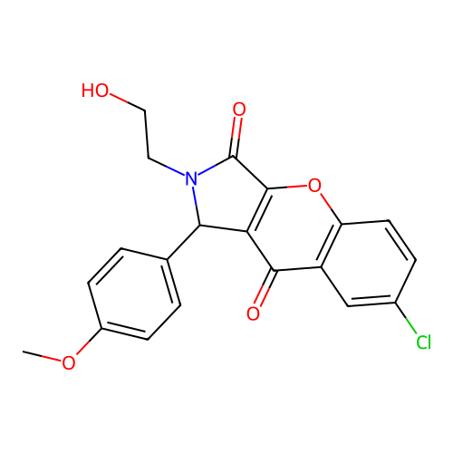 7-chloro-2-(2-hydroxyethyl)-1-(4-methoxyphenyl)-1,2-dihydrochromeno[2,3-c]pyrrole-3,9-dione structure