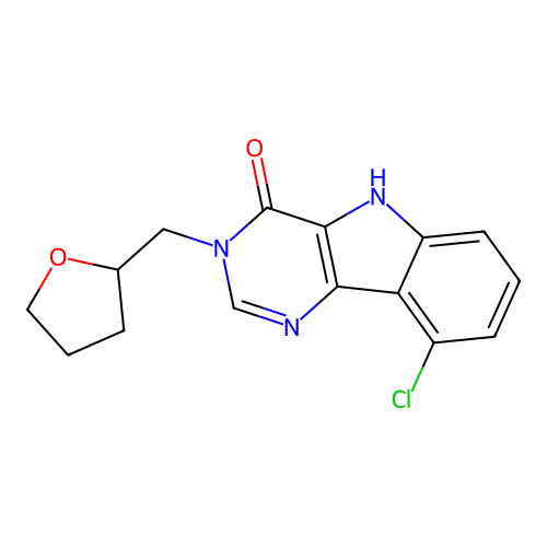 9-Chloro-3-(tetrahydro-furan-2-ylmethyl)-3,5-dihydro-pyrimido[5,4-b]indol-4-one structure