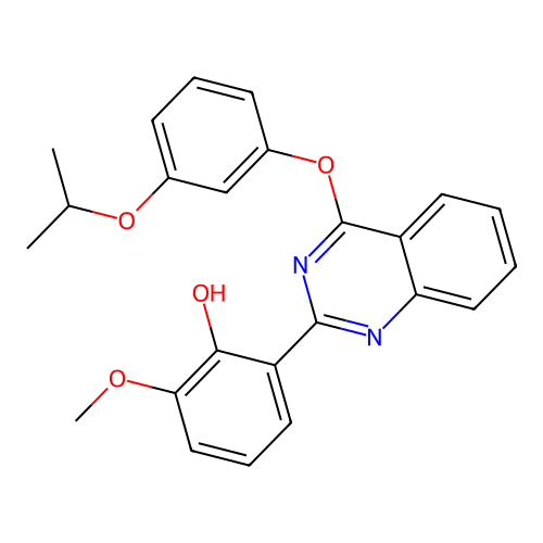 2-Methoxy-6-{4-[3-(propan-2-yloxy)phenoxy]quinazolin-2-yl}phenol structure