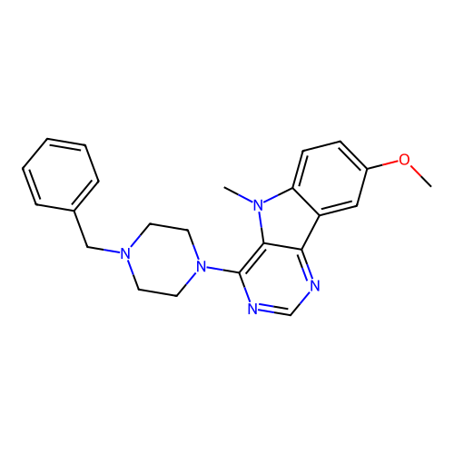 4-(4-benzylpiperazin-1-yl)-8-methoxy-5-methyl-5H-pyrimido[5,4-b]indole structure