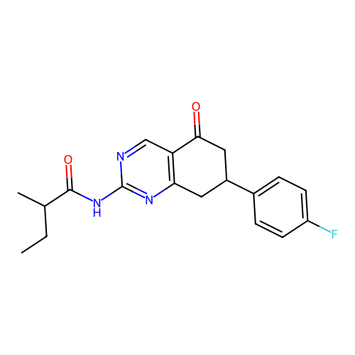 N-(7-(4-fluorophenyl)-5-oxo-5,6,7,8-tetrahydroquinazolin-2-yl)-2-methylbutanamide structure