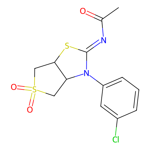 N-[(2Z)-3-(3-chlorophenyl)-5,5-dioxidotetrahydrothieno[3,4-d][1,3]thiazol-2(3H)-ylidene]acetamide structure