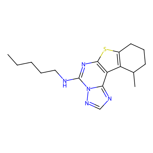 11-methyl-N-pentyl-8,9,10,11-tetrahydro[1]benzothieno[3,2-e][1,2,4]triazolo[1,5-c]pyrimidin-5-amine structure