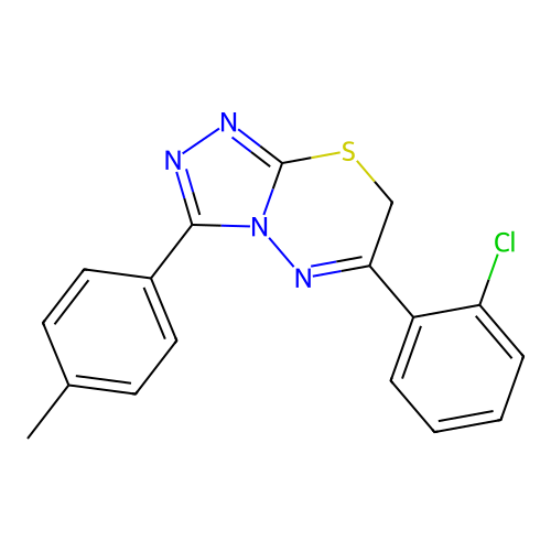 6-(2-chlorophenyl)-3-(4-methylphenyl)-7H-[1,2,4]triazolo[3,4-b][1,3,4]thiadiazine structure
