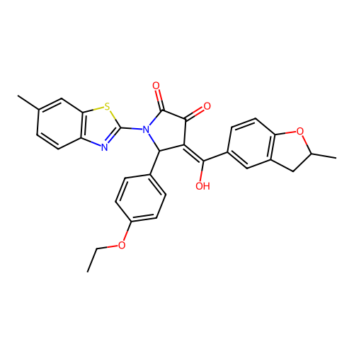 (4E)-5-(4-ethoxyphenyl)-4-[hydroxy(2-methyl-2,3-dihydro-1-benzofuran-5-yl)methylidene]-1-(6-methyl-1,3-benzothiazol-2-yl)pyrrolidine-2,3-dione structure