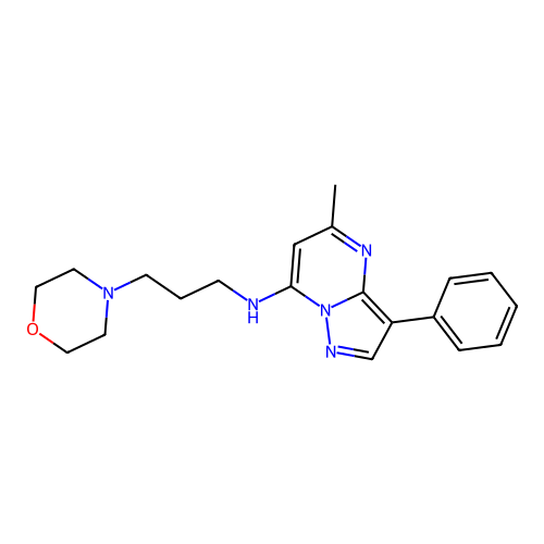 5-methyl-N-(3-morpholin-4-ylpropyl)-3-phenylpyrazolo[1,5-a]pyrimidin-7-amine structure