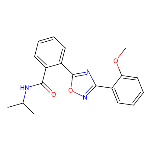 2-[3-(2-methoxyphenyl)-1,2,4-oxadiazol-5-yl]-N-propan-2-ylbenzamide structure