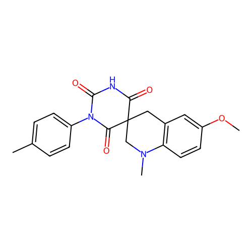 6'-methoxy-1'-methyl-1-(4-methylphenyl)spiro[1,3-diazinane-5,3'-2,4-dihydroquinoline]-2,4,6-trione structure