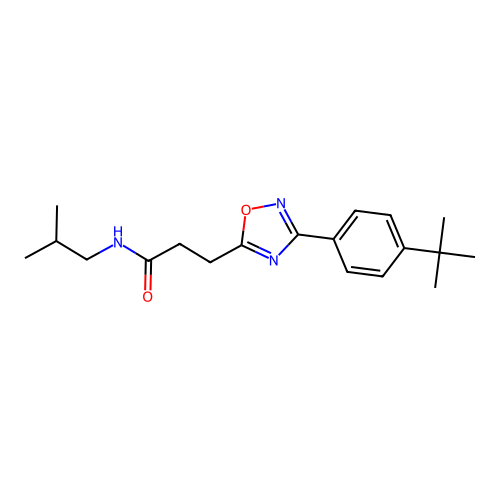 3-[3-(4-tert-butylphenyl)-1,2,4-oxadiazol-5-yl]-N-(2-methylpropyl)propanamide structure