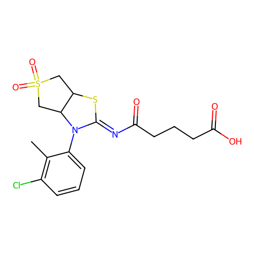 (Z)-5-((3-(3-chloro-2-methylphenyl)-5,5-dioxidotetrahydrothieno[3,4-d]thiazol-2(3H)-ylidene)amino)-5-oxopentanoic acid structure