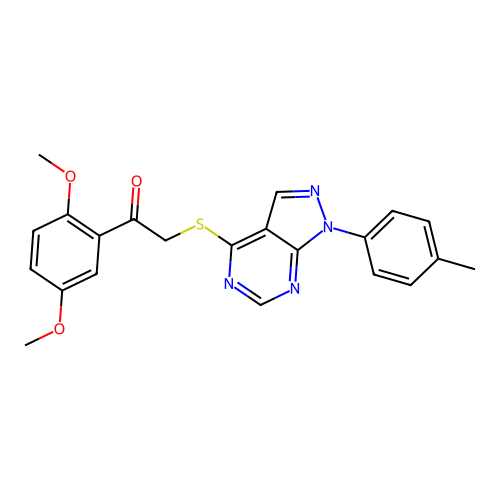 1-(2,5-dimethoxyphenyl)-2-((1-(p-tolyl)-1H-pyrazolo[3,4-d]pyrimidin-4-yl)thio)ethanone structure