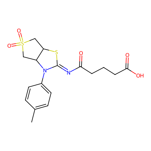 5-{[(2Z)-3-(4-methylphenyl)-5,5-dioxidotetrahydrothieno[3,4-d][1,3]thiazol-2(3H)-ylidene]amino}-5-oxopentanoic acid structure
