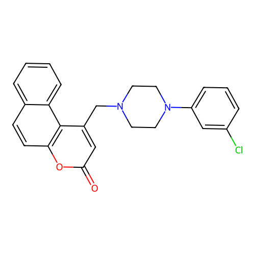1-{[4-(3-chlorophenyl)piperazin-1-yl]methyl}-3H-benzo[f]chromen-3-one structure
