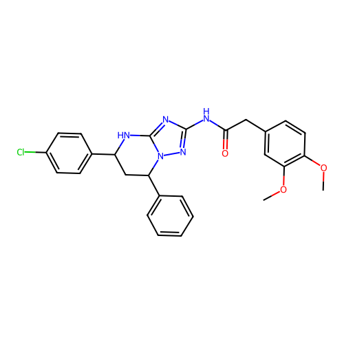 N-(5-(4-chlorophenyl)-7-phenyl-4,5,6,7-tetrahydro-[1,2,4]triazolo[1,5-a]pyrimidin-2-yl)-2-(3,4-dimethoxyphenyl)acetamide structure