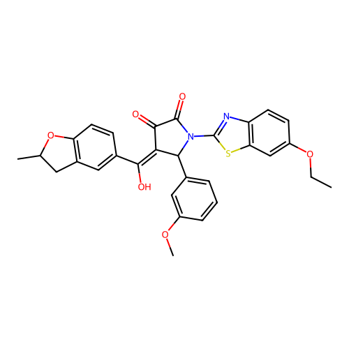 (4E)-1-(6-ethoxy-1,3-benzothiazol-2-yl)-4-[hydroxy(2-methyl-2,3-dihydro-1-benzofuran-5-yl)methylidene]-5-(3-methoxyphenyl)pyrrolidine-2,3-dione structure
