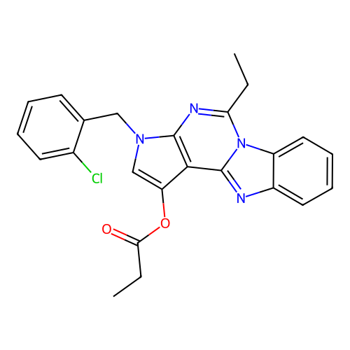 3-(2-chlorobenzyl)-5-ethyl-3H-benzo[4,5]imidazo[1,2-c]pyrrolo[3,2-e]pyrimidin-1-yl propionate structure