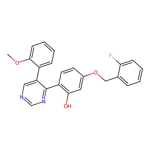 5-[(2-Fluorophenyl)methoxy]-2-[5-(2-methoxyphenyl)pyrimidin-4-yl]phenol structure
