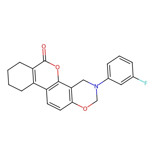 3-(3-fluorophenyl)-2,4,7,8,9,10-hexahydroisochromeno[3,4-f][1,3]benzoxazin-6-one structure