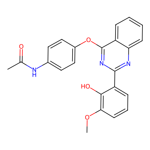 N-(4-((2-(2-hydroxy-3-methoxyphenyl)quinazolin-4-yl)oxy)phenyl)acetamide structure