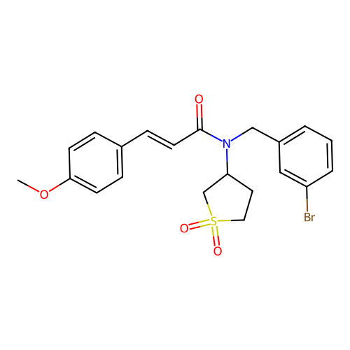 (2E)-N-(3-bromobenzyl)-N-(1,1-dioxidotetrahydrothiophen-3-yl)-3-(4-methoxyphenyl)prop-2-enamide structure