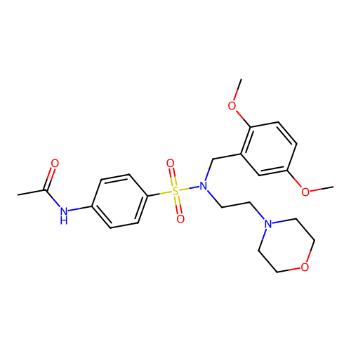N-(4-{(2,5-dimethoxybenzyl)[2-(morpholin-4-yl)ethyl]sulfamoyl}phenyl)acetamide structure