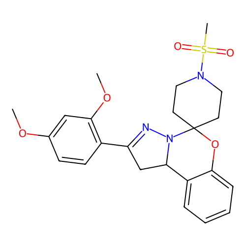 2'-(2,4-dimethoxyphenyl)-1-(methylsulfonyl)-1',10b'-dihydrospiro[piperidine-4,5'-pyrazolo[1,5-c][1,3]benzoxazine] structure