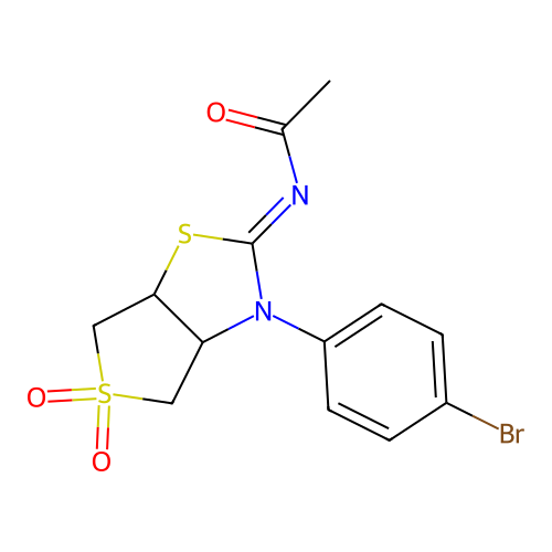 N-[(2Z)-3-(4-bromophenyl)-5,5-dioxidotetrahydrothieno[3,4-d][1,3]thiazol-2(3H)-ylidene]acetamide structure