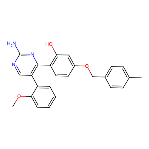 2-(2-Amino-5-(2-methoxyphenyl)pyrimidin-4-yl)-5-((4-methylbenzyl)oxy)phenol structure