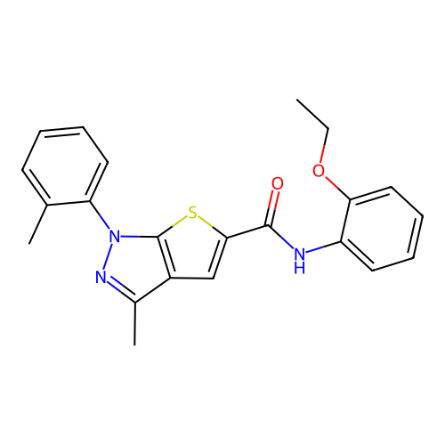 N-(2-ethoxyphenyl)-3-methyl-1-(2-methylphenyl)-1H-thieno[2,3-c]pyrazole-5-carboxamide structure