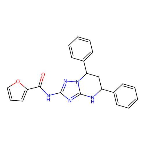 N-(5,7-diphenyl-1,5,6,7-tetrahydro-[1,2,4]triazolo[1,5-a]pyrimidin-2-yl)furan-2-carboxamide structure