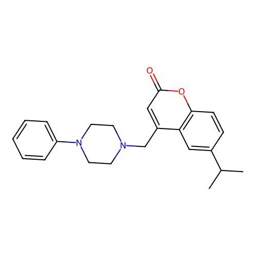 4-[(4-phenylpiperazin-1-yl)methyl]-6-(propan-2-yl)-2H-chromen-2-one structure