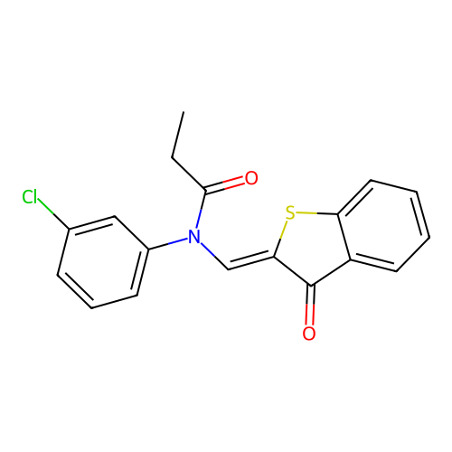 (Z)-N-(3-chlorophenyl)-N-((3-oxobenzo[b]thiophen-2(3H)-ylidene)methyl)propionamide structure
