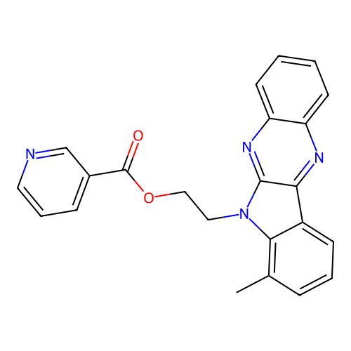 2-(7-methyl-6H-indolo[2,3-b]quinoxalin-6-yl)ethyl pyridine-3-carboxylate structure