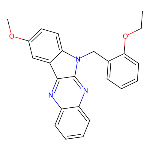 6-(2-ethoxybenzyl)-9-methoxy-6H-indolo[2,3-b]quinoxaline structure
